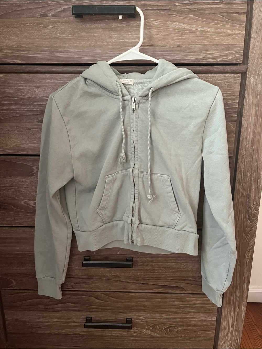 Brandy Melville Sage Green Zip Front Hoodie Jacket